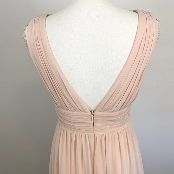 Bill Levkoff Shell Pink Chiffon Sleeveless A Line Dress Style 7140 Size 6 New - Picture 12 of 16